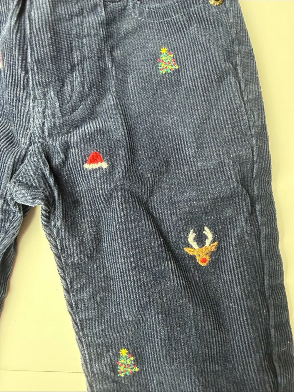 Janie and Jack Baby Christmas Corduroy Pants 6-12M Embroidered Navy